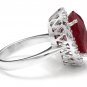 13.30 Carats Natural Red Ruby and Diamond 14K Solid White Gold Ring