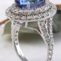 6.20 Carats NATURAL TANZANITE and DIAMOND 14K Solid White Gold Ring