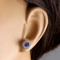1.80Ct Natural Tanzanite and Diamond 14K Solid White Gold Earrings