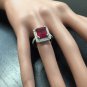8.05 Carats Natural Red Ruby and Diamond 14K Solid White Gold Ring