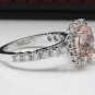 3.65 Carats Natural Morganite and Diamond 14K Solid White Gold Ring