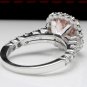 3.65 Carats Natural Morganite and Diamond 14K Solid White Gold Ring