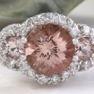 4.90 Carats Natural Morganite and Diamond 14K Solid White Gold Ring