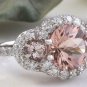 4.90 Carats Natural Morganite and Diamond 14K Solid White Gold Ring