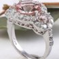 4.90 Carats Natural Morganite and Diamond 14K Solid White Gold Ring