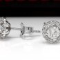.75Ct Natural Diamond 14k Solid White Gold Earrings