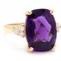 9.35Ct Natural Amethyst & Diamond 14K Solid Yellow Gold Ring