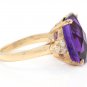 9.35Ct Natural Amethyst & Diamond 14K Solid Yellow Gold Ring