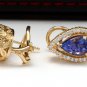 3.75Ct Natural Tanzanite and Diamond 14K Solid Yellow Gold Earrings