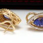 3.75Ct Natural Tanzanite and Diamond 14K Solid Yellow Gold Earrings