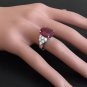 8.90 Carats Red Ruby and Natural Diamond 18K Solid White Gold Ring