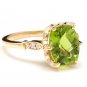 3.00 Carats Natural Peridot and Diamond 14K Solid Yellow Gold Ring