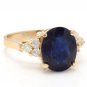 5.75Ct Natural Blue Sapphire & Diamond 14K Solid Yellow Gold Ring