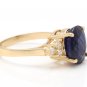 5.75Ct Natural Blue Sapphire & Diamond 14K Solid Yellow Gold Ring