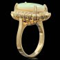7.00Ct Natural Australian Opal and Diamond 14K Solid Yellow Gold Ring