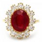 6.60 Carats Natural Red Ruby and Diamond 14K Solid Yellow Gold Ring