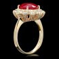6.60 Carats Natural Red Ruby and Diamond 14K Solid Yellow Gold Ring