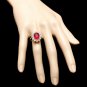 6.60 Carats Natural Red Ruby and Diamond 14K Solid Yellow Gold Ring