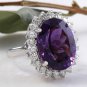 10.85 Carats Natural Amethyst and Diamond 14K Solid White Gold Ring