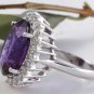 10.85 Carats Natural Amethyst and Diamond 14K Solid White Gold Ring