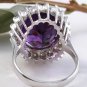 10.85 Carats Natural Amethyst and Diamond 14K Solid White Gold Ring