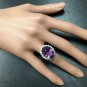 10.85 Carats Natural Amethyst and Diamond 14K Solid White Gold Ring