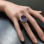 10.85 Carats Natural Amethyst and Diamond 14K Solid White Gold Ring