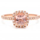 1.20 Carats Natural Morganite and Diamond 14K Solid Rose Gold Ring