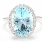 6.00Ct Natural Aquamarine & Diamond 14K Solid White Gold Ring