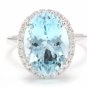 6.00Ct Natural Aquamarine & Diamond 14K Solid White Gold Ring