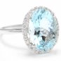 6.00Ct Natural Aquamarine & Diamond 14K Solid White Gold Ring