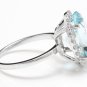 6.00Ct Natural Aquamarine & Diamond 14K Solid White Gold Ring