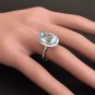 6.00Ct Natural Aquamarine & Diamond 14K Solid White Gold Ring