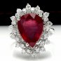 7.90 Carats Natural Ruby and Diamond 14K Solid White Gold Ring