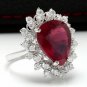 7.90 Carats Natural Ruby and Diamond 14K Solid White Gold Ring