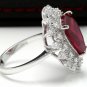 7.90 Carats Natural Ruby and Diamond 14K Solid White Gold Ring