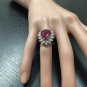 7.90 Carats Natural Ruby and Diamond 14K Solid White Gold Ring