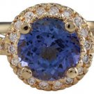 2.00 Carats Natural Tanzanite & Diamond 14K Solid Yellow Gold Ring