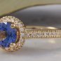 2.00 Carats Natural Tanzanite & Diamond 14K Solid Yellow Gold Ring