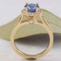 2.00 Carats Natural Tanzanite & Diamond 14K Solid Yellow Gold Ring