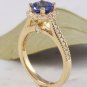 2.00 Carats Natural Tanzanite & Diamond 14K Solid Yellow Gold Ring