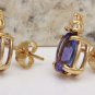4.18Ct Natural Tanzanite and Diamond 14K Solid Yellow Gold Earrings