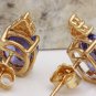 4.18Ct Natural Tanzanite and Diamond 14K Solid Yellow Gold Earrings