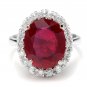8.80 Carats Natural Red Ruby and Diamond 14K Solid White Gold Ring
