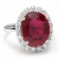 8.80 Carats Natural Red Ruby and Diamond 14K Solid White Gold Ring