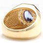 Heavy 5.10Ct Natural Tanzanite and Diamond 14K Solid Yellow Gold Men's Ring