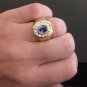 Heavy 5.10Ct Natural Tanzanite and Diamond 14K Solid Yellow Gold Men's Ring