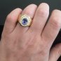 Heavy 5.10Ct Natural Tanzanite and Diamond 14K Solid Yellow Gold Men's Ring