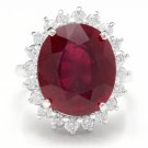 14.05 Carats Red Ruby and Natural Diamond 14K Solid White Gold Ring