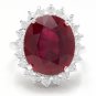 14.05 Carats Red Ruby and Natural Diamond 14K Solid White Gold Ring
